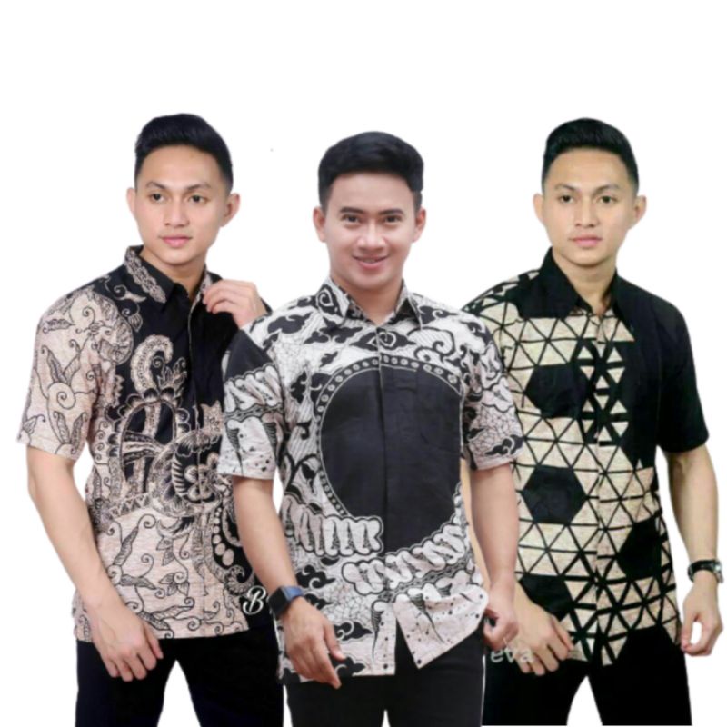 Kemeja Batik Pria Motif Terbaru Hitam Manis Wayang Tunggal