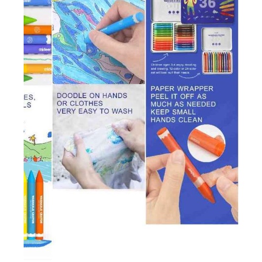 

✰ Mideer Washable Crayon Set 12 / 24 / 36 Warna Krayon Mewarna Anak Set - 12 pcs ➩