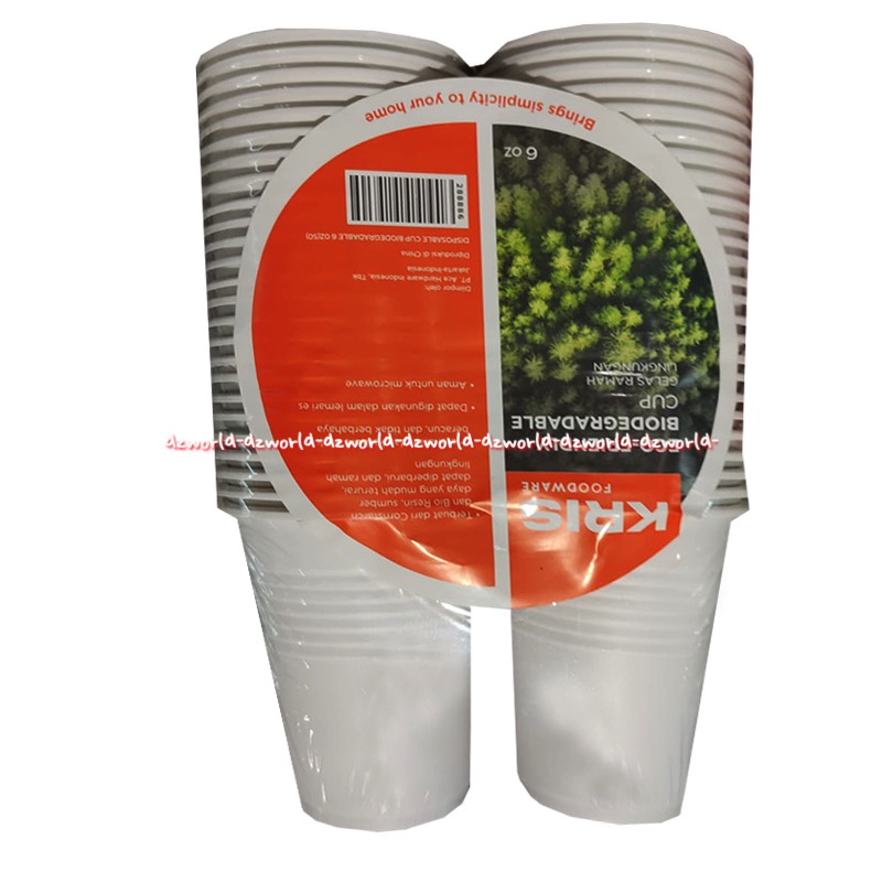 Kris Foodware 8oz Eco Friendy Biodegradable 50pcs Cup Gelas Plastik Sekali Ramah Lingkungan