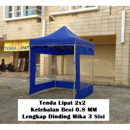 Tenda Lipat Ukuran 2x2 Besi Premium Lengkap Dinding Mika 3 Sisi