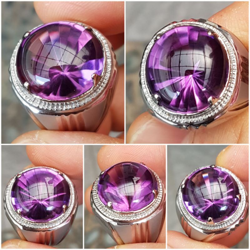Natural Batu Amethyst/kecubung bungur Top Crystal Special Cutting Stone clean 100%