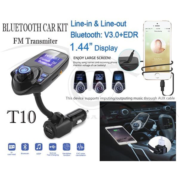 T10 Car Kit Handsfree Wireless Bluetooth FM