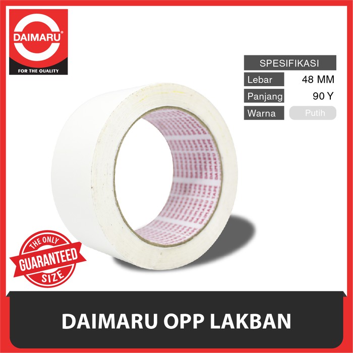 DAIMARU TAPE - LAKBAN - PUTIH/WHITE POLOS - 2 INCHI 90 YARD