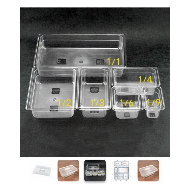 Polycarbonate Tutup Food pan prasmanan ukuran 1/9 tutup foodpan