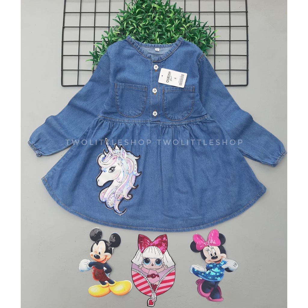 Kemeja dan dress denim anak