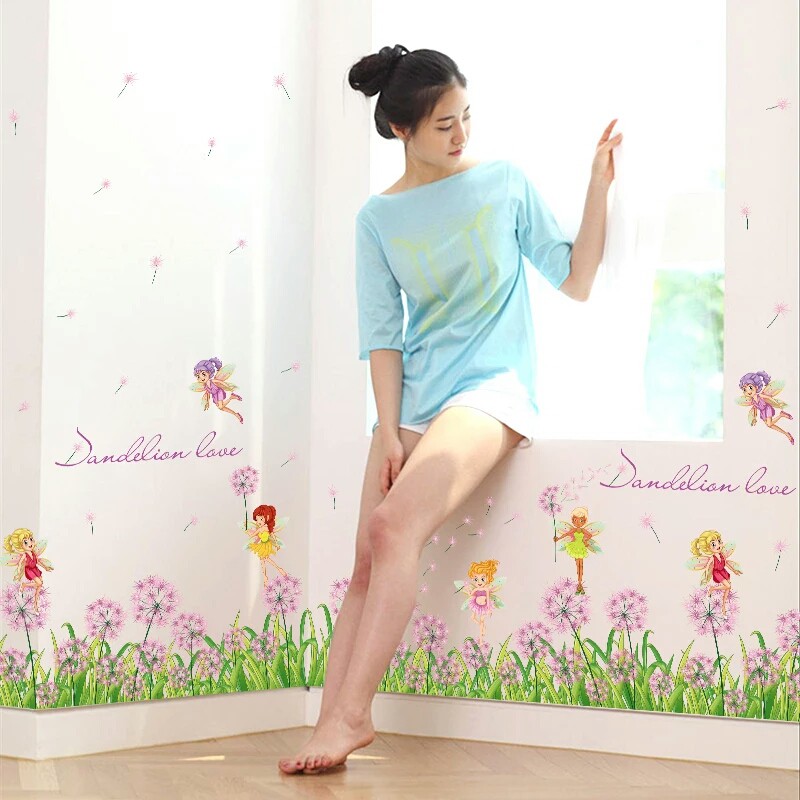 RELIZA WALL STICKER / STIKER DINDING RUMPUT DANDELION GREEN GRASS FLOWER SK7040