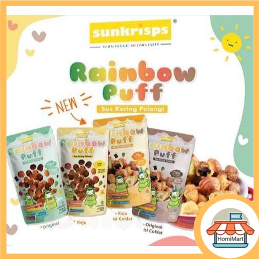 homimart I Sunkrisps Rainbow Puff Choco Cheese / Choco Original / Kue Sus Kering Pelangi / Kue Soes Snack Sehat