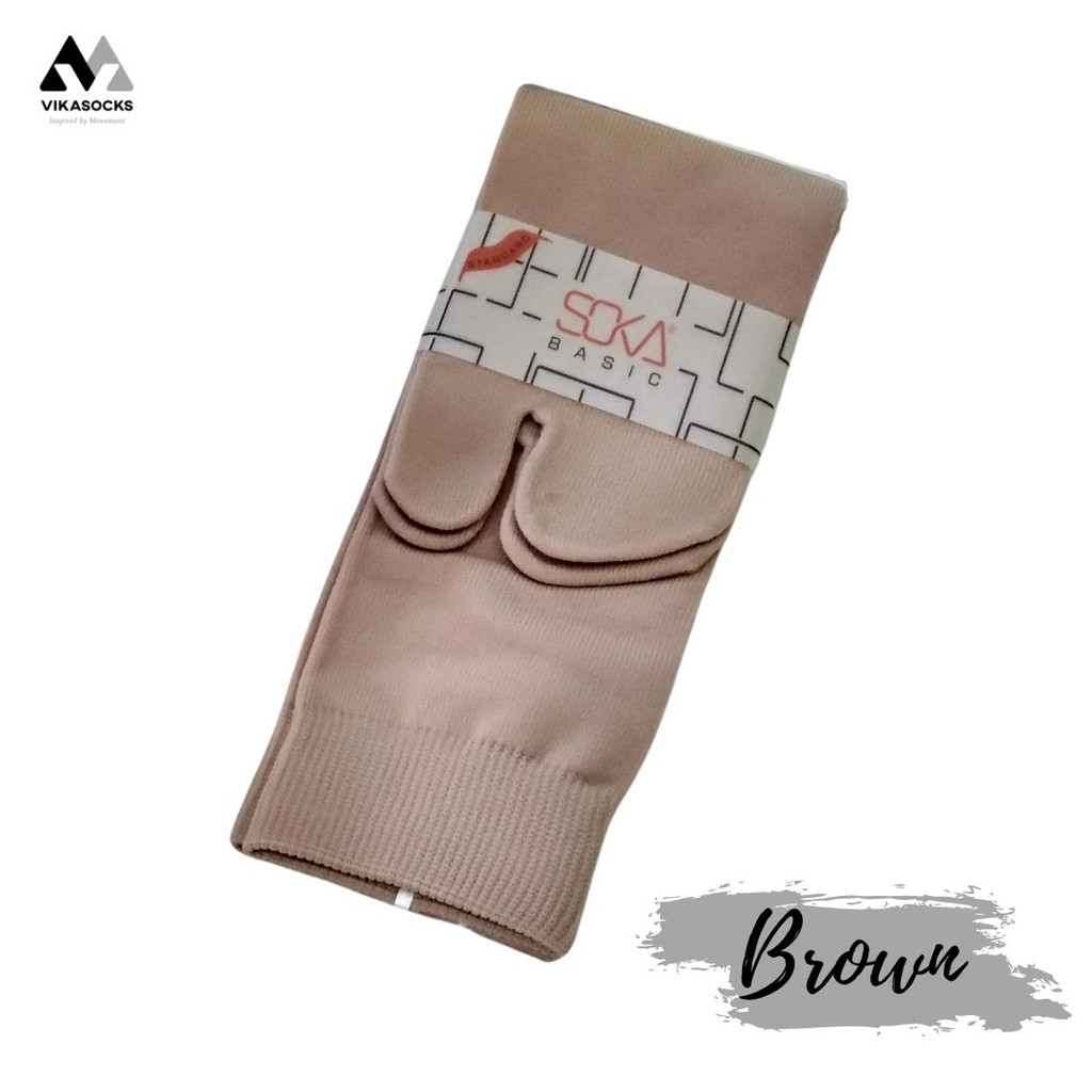 Kaos Kaki Soka Jempol Basic Wanita Hijab Muslimah Size M Pendek Warna Polos-M-Brown|CoklatMuda