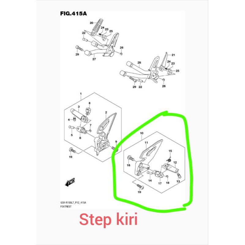 footrest step fostep footstep depan bagian kiri suzuki GSX R S BANDIT ORI