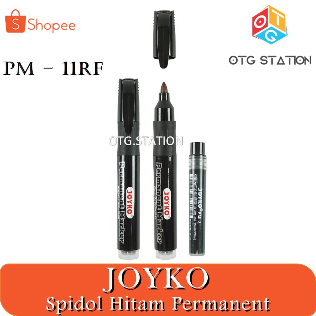 

Permanent Marker / Spidol Permanen Joyko PM-11RF Round Tip Alat Tulis Spidol Permanent Dan Dapat Diisi Ulang OTG STATION
