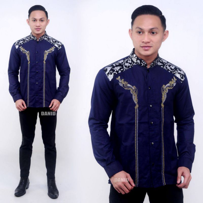 Kemeja Batik Pria Lengan Panjang Kombinasi Termurah Di Shopee M L XL