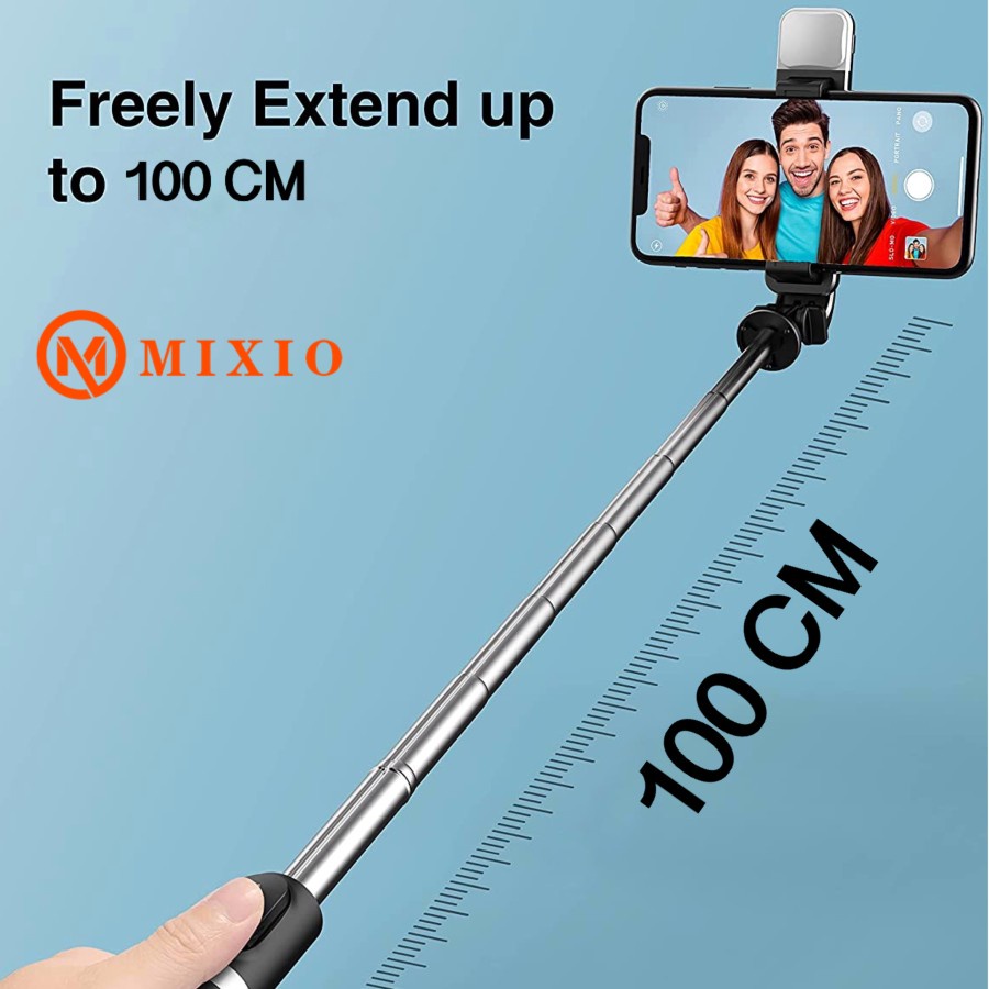 MIXIO - Q07 Selfie Stick Tripod with LED Fill Light Phone Tripod Stand