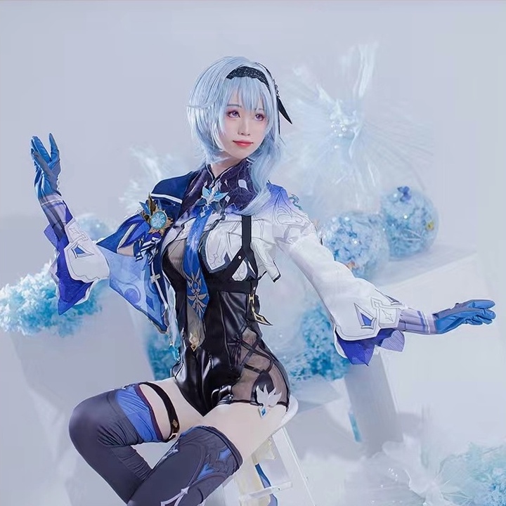 Genshin Impact Cosplay Eula Genshin  Eula Stoking Cosplay Costume Shoes Wig Halloween Party Outfit G