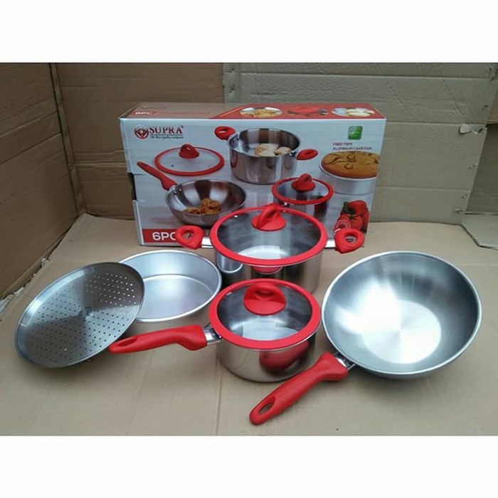 SUPRA 6 PCS AMAZING SET COOKWARE STAINLESS (BONUS LOYANG)