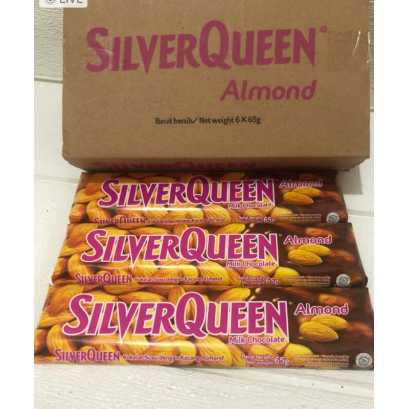 Coklat Silverqueen/coklat silverqueen ori/coklat silverqueen 1box isi 6x65gr