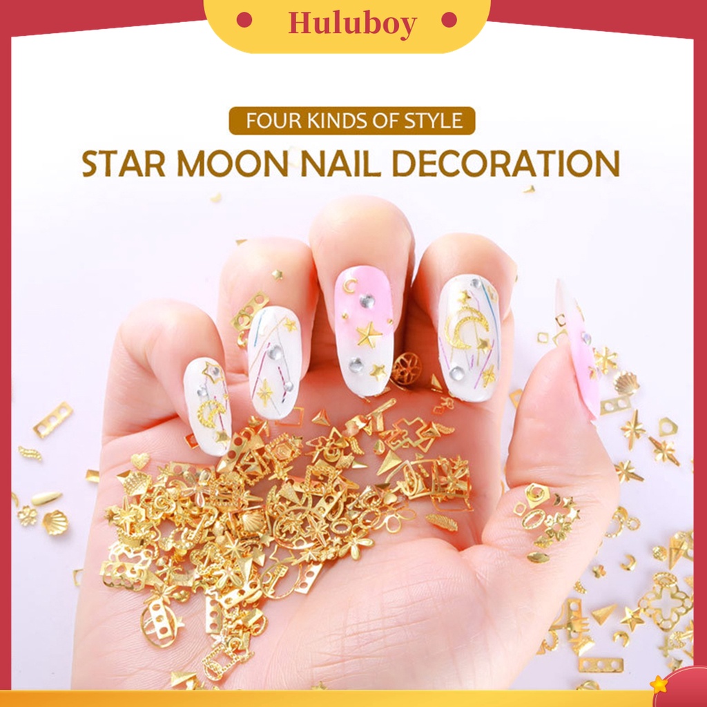 Huluboy Huluboy♡ Stiker Kuku Desain Bulan Bintang 3D Untuk Dekorasi Nail Art