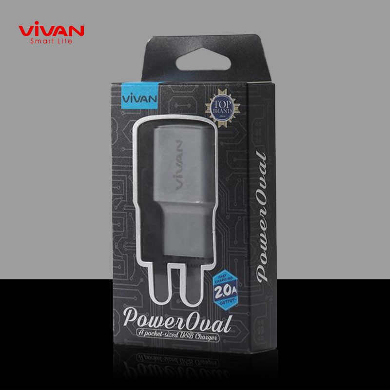 Charger Casan VIVAN Original Fast USB Charging 2.0 (Power Oval) FREE Kabel Micro USB