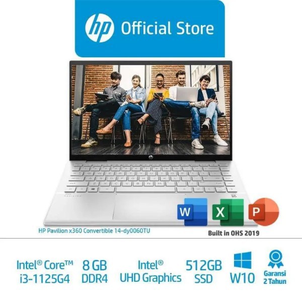 HP Pavilion X360 Convertible 14-dy0060TU Core i3-1125G4 Resmi Free Upgrade Windows 11