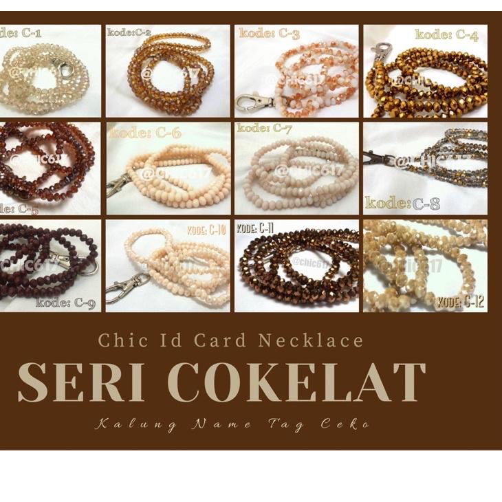 

Terlaris Kalung Name Tag Ceko Tali Lanyard Nametag Mute Id Card Necklace SERI COKELAT .,