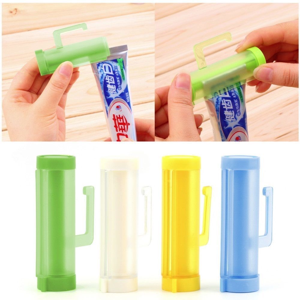 1Set Plastic Toothpaste Tube Squeezer with hooks / Toothpaste Dispenser Vacuum Sucker Hook Dispenser Squeezer