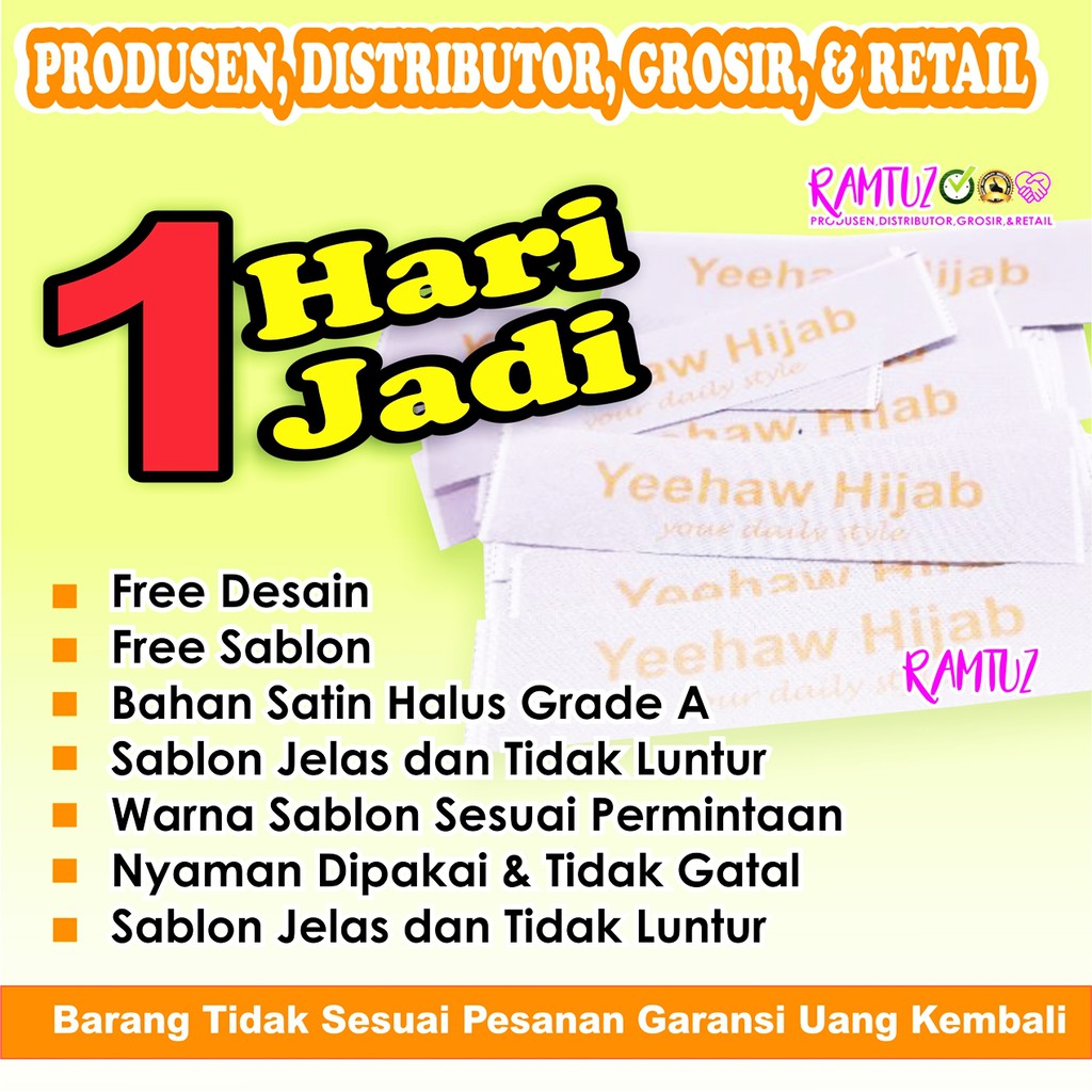 

(1 ROLL) LABEL SATIN FREE DESAIN