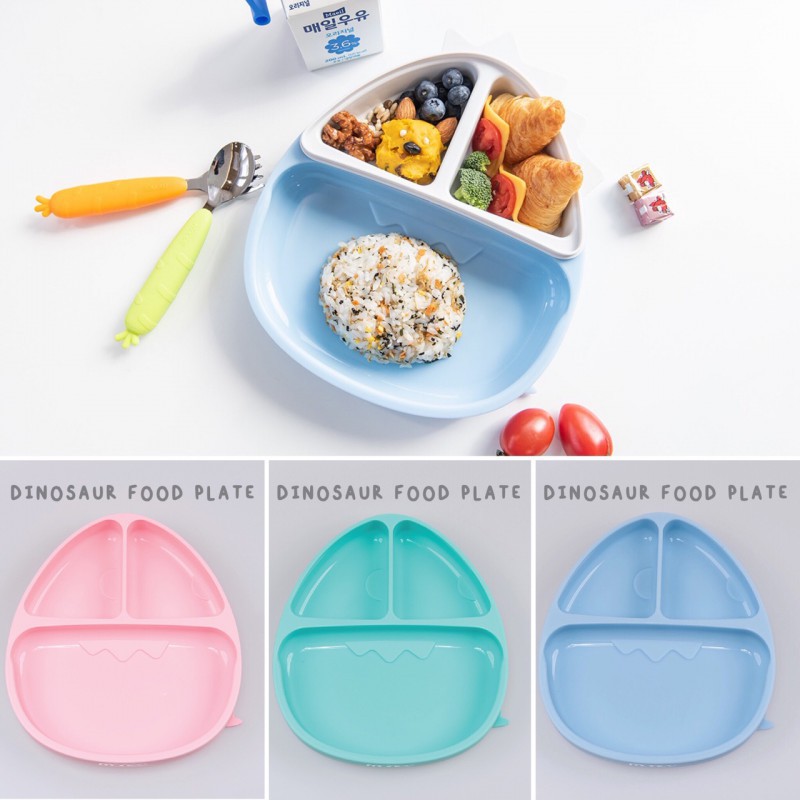 Monee Dinosaur Silicone Suction Food Plate - Tersedia Pilihan Warna