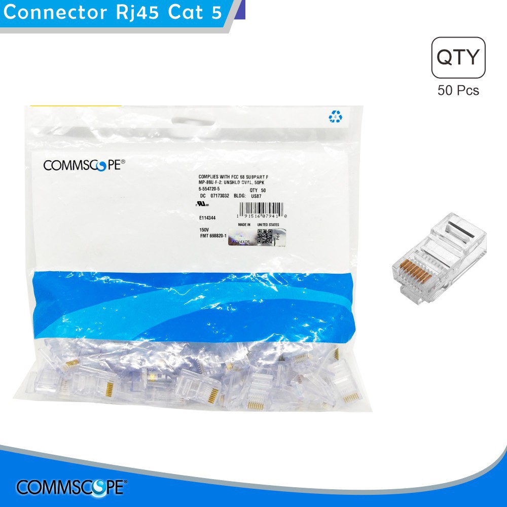 RJ45 AMP COMMSCOPE CAT5E / KONECTOR RJ45 AMP CAT 5E COMMSCOPE
