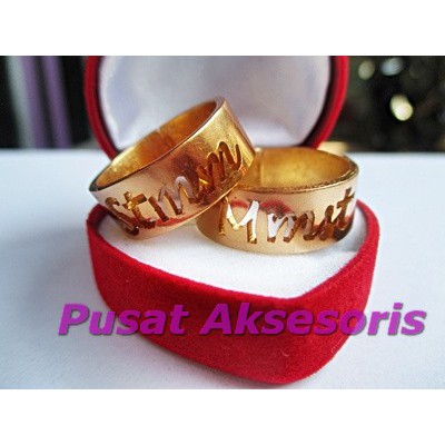 Cincin Nama Couple lapis emas 24 karat