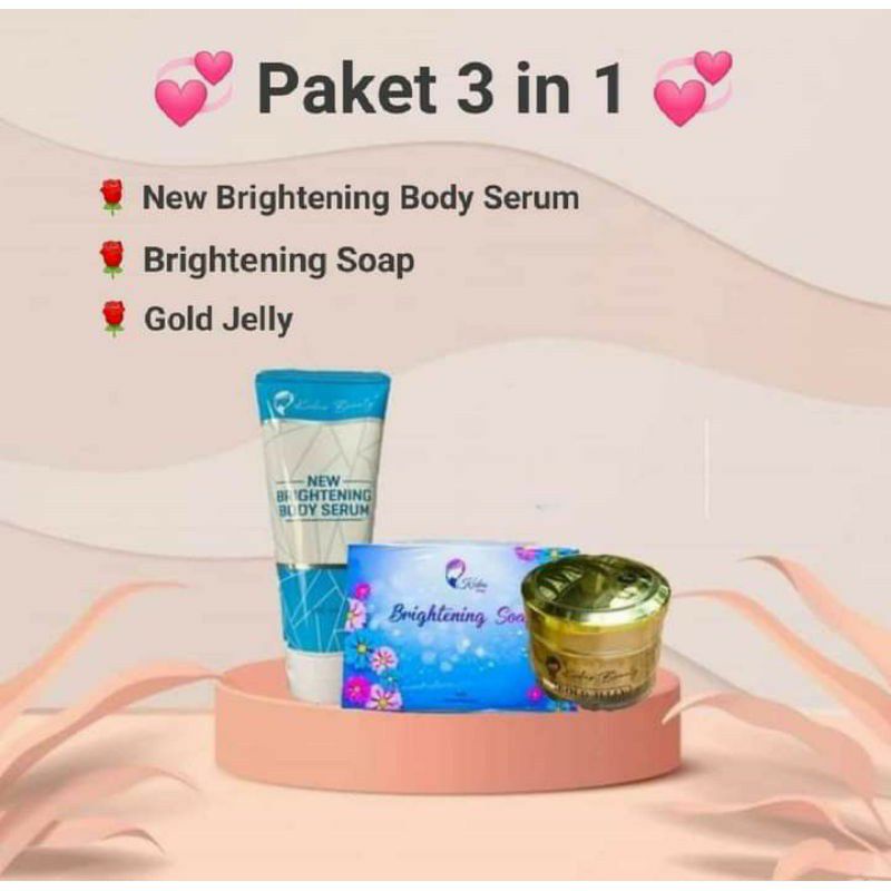 Paket Hemat 3in 1 KEDAS BEAUTY/ paket brightening soap,gold jelly, dan brightening body serum
