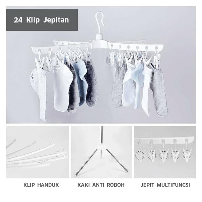 Tempat Jemuran Gantungan Jepitan Baju Pakaian Baby Anak Portable Lipat Stainless Laundry Dryer