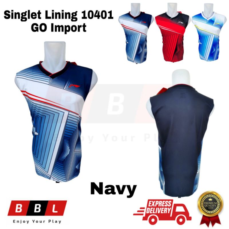Singlet Badminton Lining 10401 Navy Grade Ori Import Singlet Bulutangkis Lining 10401 Navy Import Je