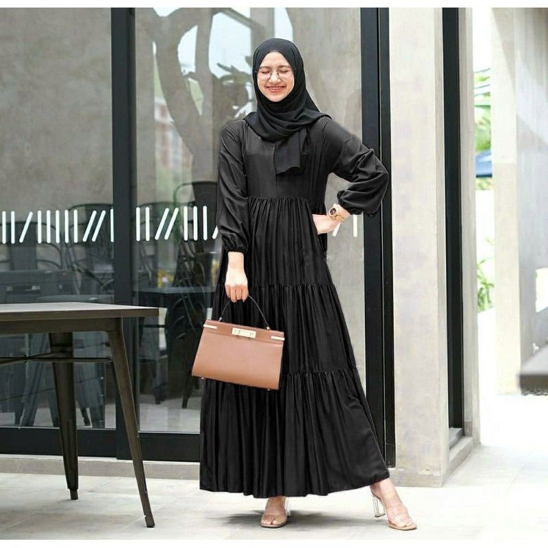 dress maxi rayon terbaru sleting busui depan