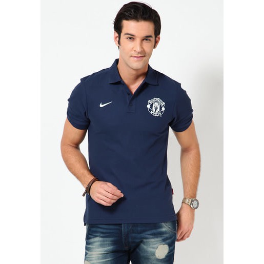 Kaos Polo Shirt MU ManchesterUnited navy prematch presentation