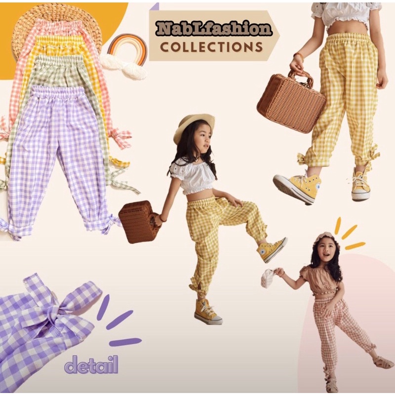 Celana joger anak Gingham Pants untuk anak usia 2-7/8 tahun nablfashion