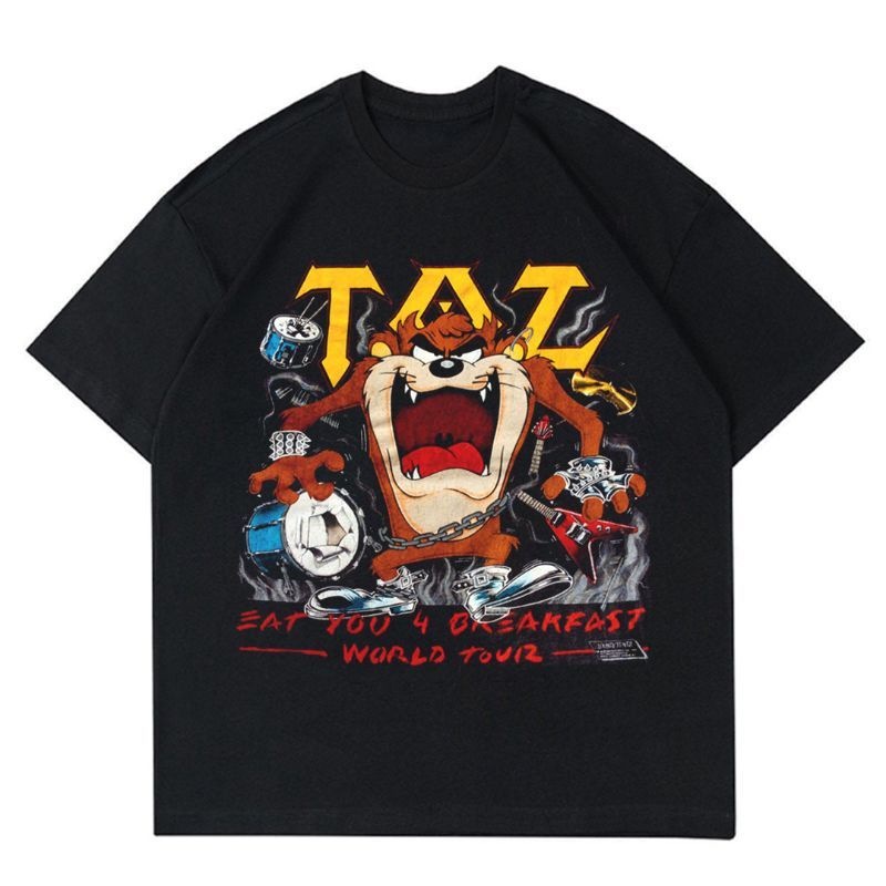 T-shirt | Oversize | KAOS VINTAGE TAZMANIA DEVILS "WORLD TOUR" | T-SHIRT LOONEY TUNES TAZMANIAN | BA