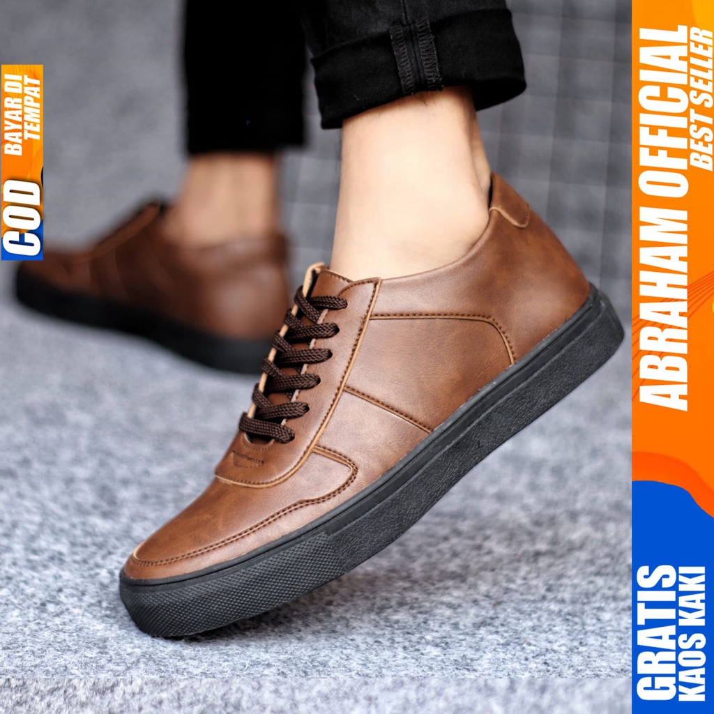 ABRHM x AUGUS Sepatu Casual Sneakers Pria Kulit Pu Original Kerja Kuliah Cowok