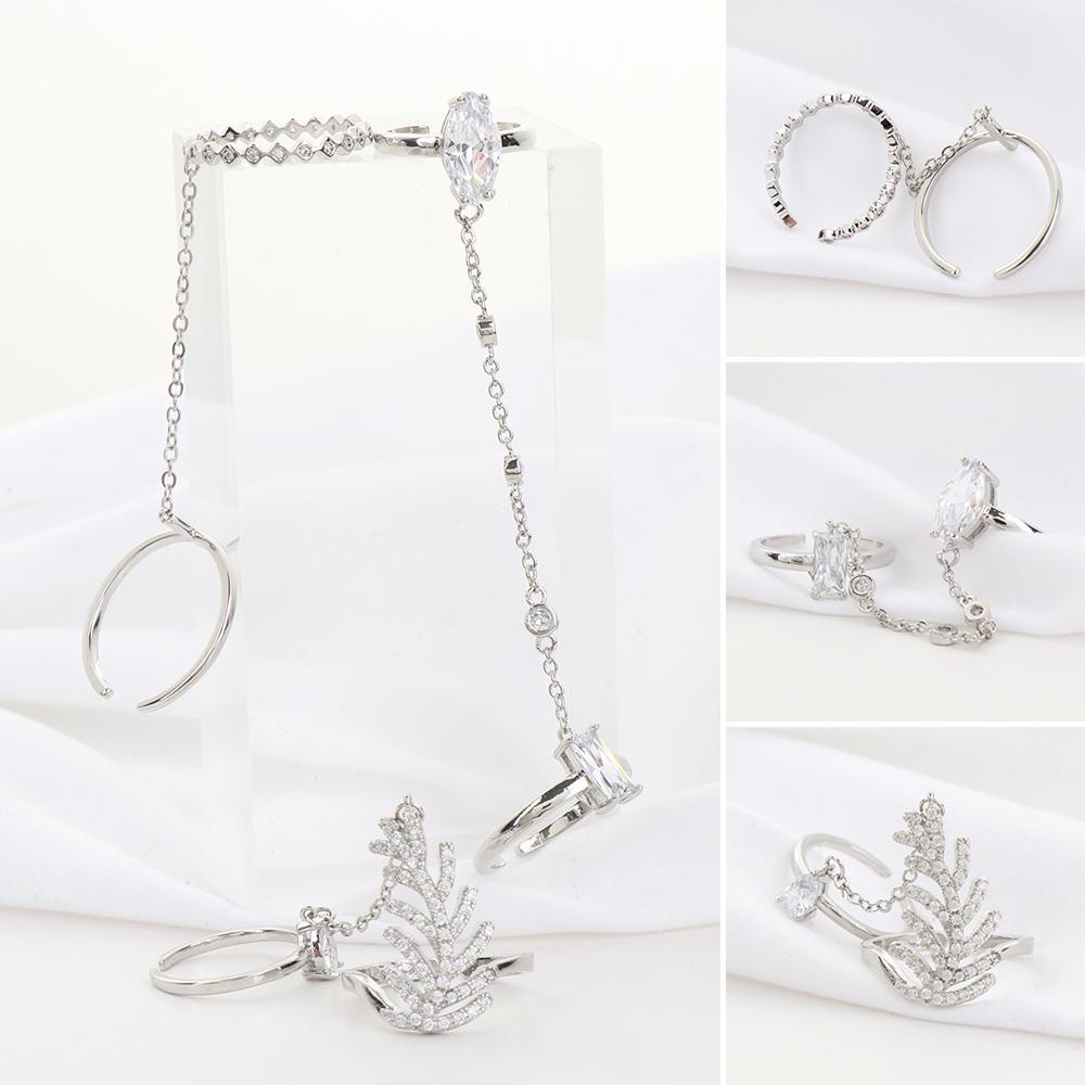 R-bunga Punk Cincin Retro Perhiasan Zirkon Multi-layer