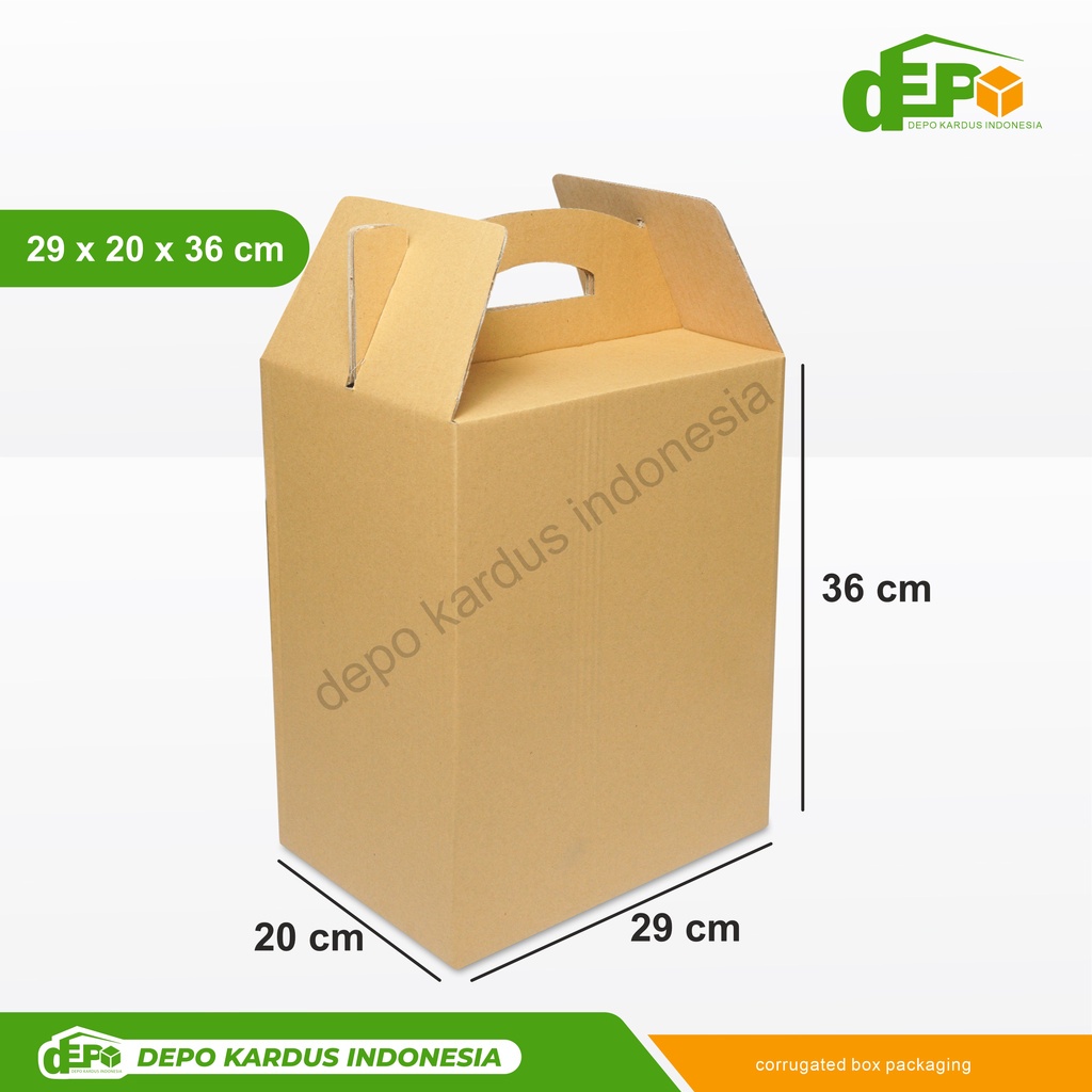

Depo Box 29x20x36 cm (Jinjing) Tenteng/Handle/Kardus/karton/Polos/buah/hampers
