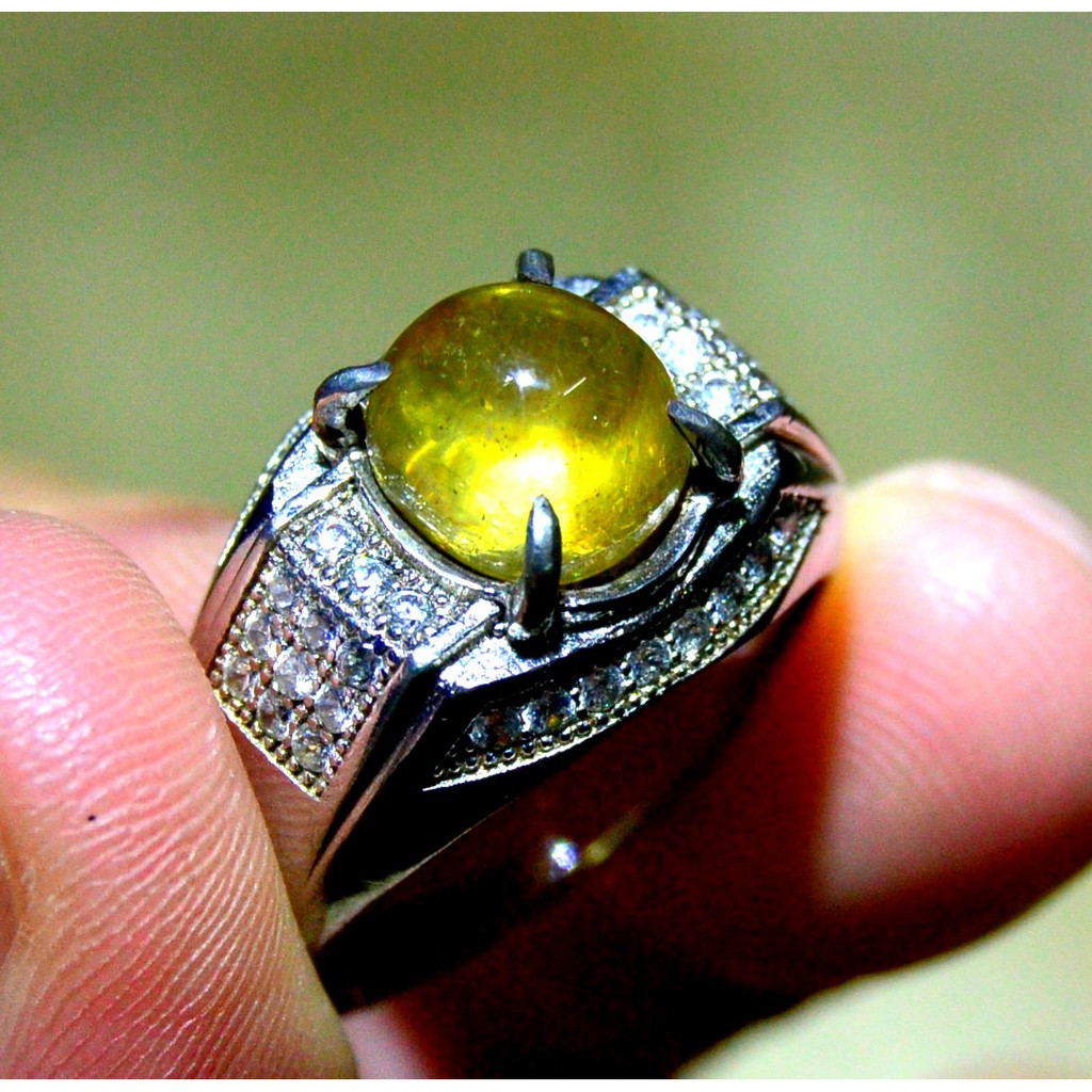 Natural Batu Permata Yellow Sapphire Cabochon Body Glass