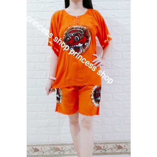 setelan baju bali barong lukis celana pendek size M,L, XL, XXL, XXXL bahan tebal