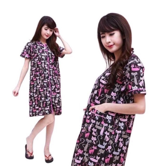 Daster katun jepang full kancing ld 104