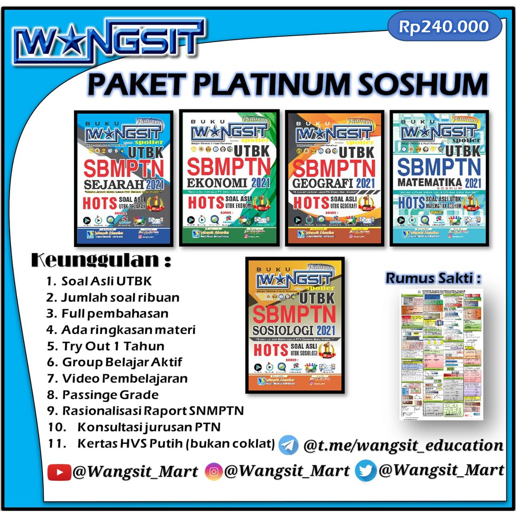 Buku Wangsit SPOILER UTBK || SBMPTN 2021 SOSHUM Platinum + 1 rumus sakti