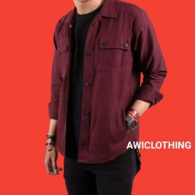 Promo Promo jaket semi parka pria Jaket trucker Canvas jaket parka pria - merah marun M Limited