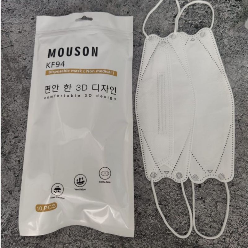 MASKER MOUSON KF94 4PLY / kf94 mouson putih / kf94 mouson isi 10 / kf 94 warna putih / farashop