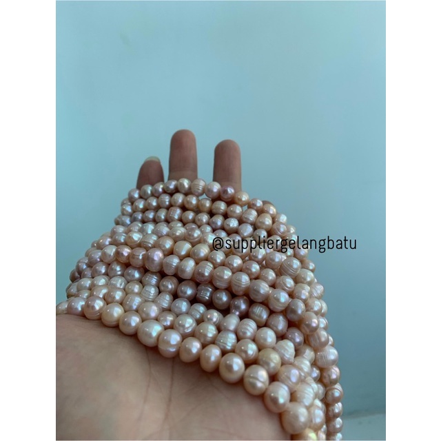 Bahan Mutiara Air Tawar Barok / Baroque LAVENDER 8 x 12mm Bulat pearl