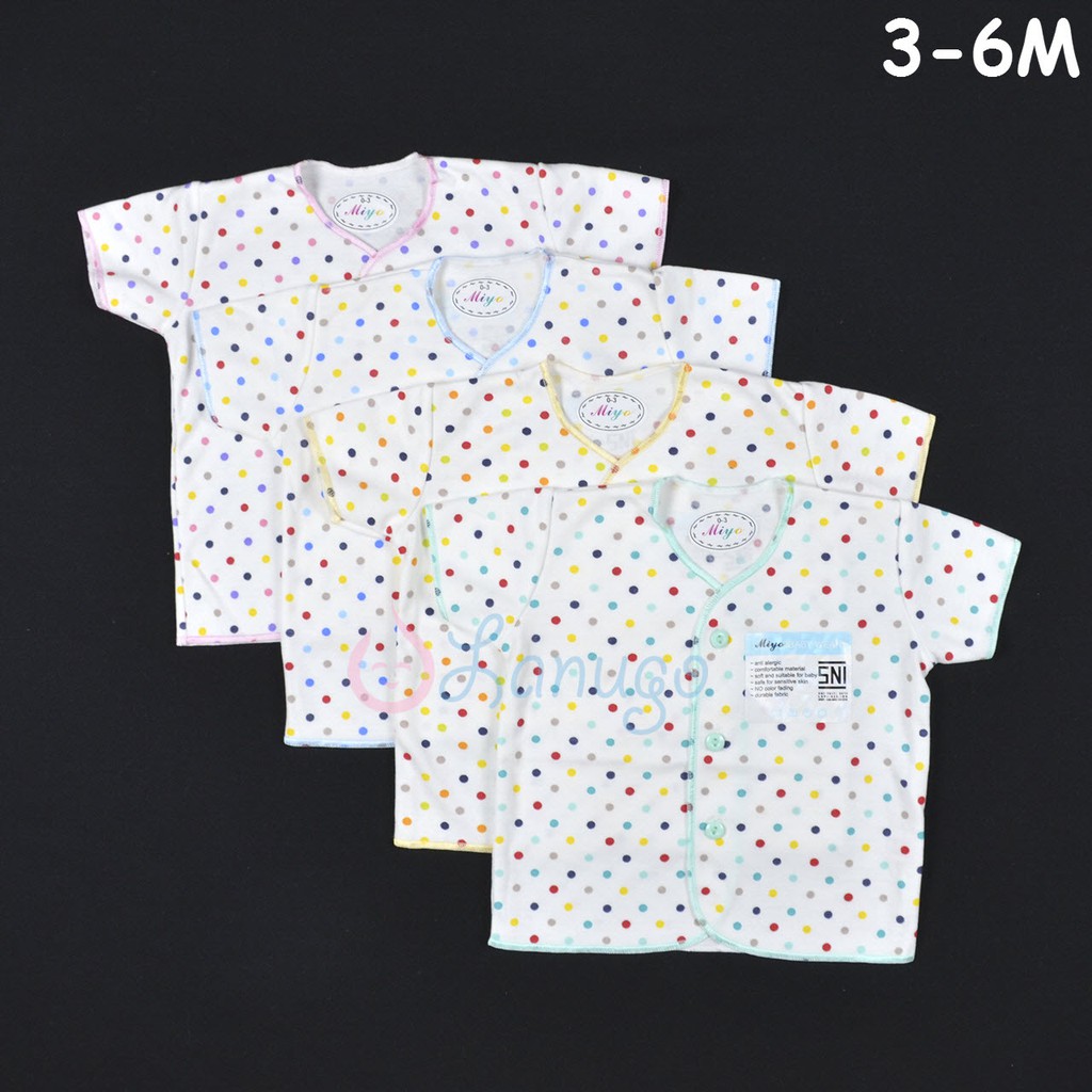 MIYO 4 Pcs Baju Lengan Pendek Bayi Baby Polkadot 3 6M MIYO 4 Pcs Baju Lengan Pendek Bayi Baby Polkadot 3 6M