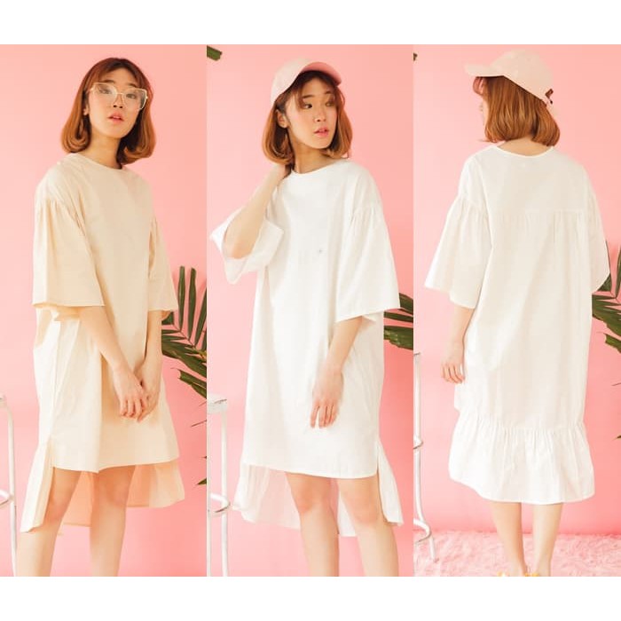 Mini Dress Baju Wanita Korea Rok Import  Jumbo Pink White Black Yellow Murah
