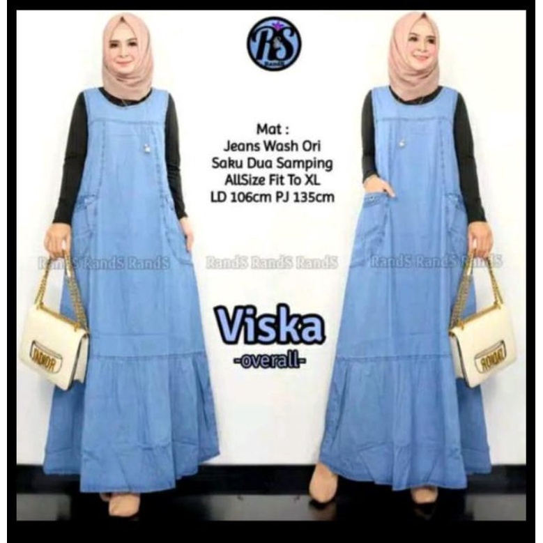 VISKA OVERALL | OVERAL JEANS WANITA JUMBO RECOMENDED | BAJU KODOK WANITA TERBARU