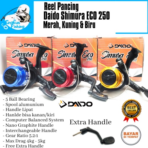 Reel Pancing Daido New Simura Eco 250 GRATIS Handle (5 Bearing) Spool Alumunium Murah - Engkus Fishing