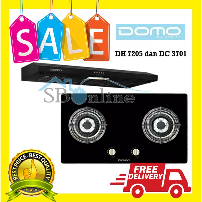 PAKET KOMPOR TANAM + COOKER HOOD DOMO - DH 7205 DAN DC 3701